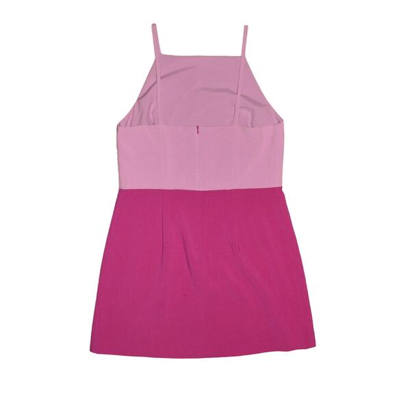 FRENCH CONNECTION $148 Square Neck Colorblock Sleeveless Mini Dress Pink US 12 - Picture 2 of 3